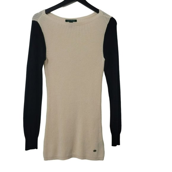 Lauren Ralph Lauren Sweaters - Ralph Lauren LRL Long Sleeve Black Cream Pullover Sweater Modal Cotton Small